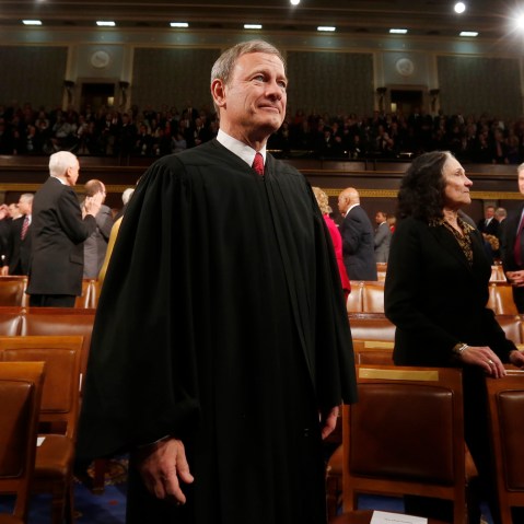 Supreme Court Chief Justice John Roberts arrives prior to President Barack Obama's State of the Union speech on Capitol Hill on Jan. 28, 2014 in Washington, DC. (Photo by Larry Downing/Pool/Getty)