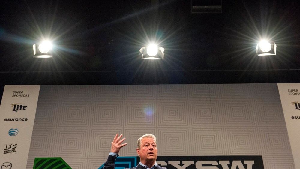 Former US Vice President Al Gore speaks during a keynote session at the South By Southwest (SXSW) Interactive Festival in Austin, Texas, on March 13, 2015. (Photo by David Paul Morris/Bloomberg via Getty)