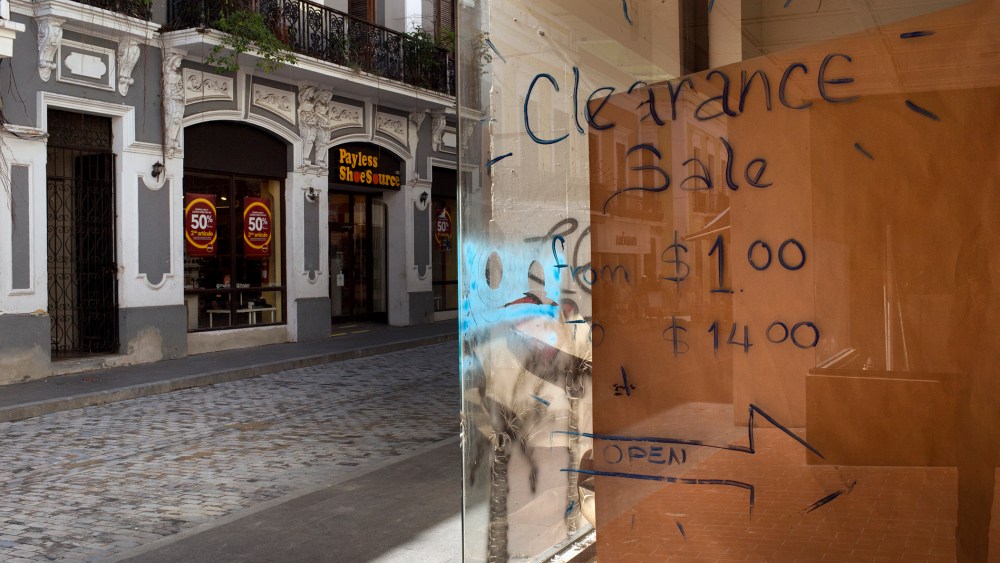 Signs of economic depression are visible in Old San Juan, Puerto Rico, Nov. 19, 2013. Burdened by high unemployment, a shrinking population and overwhelming debt the small island is battling economic woes. (Photo by Nikki Kahn/The Washington Post/Getty)