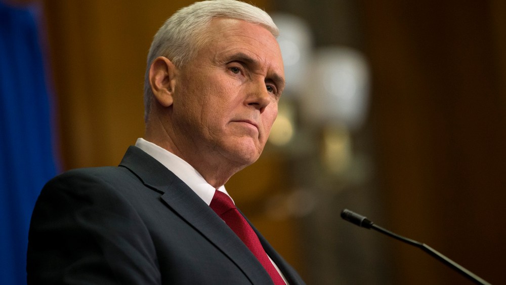 Indiana Gov. Mike Pence speaks during a press conference March 31, 2015 at the Indiana State Library in Indianapolis, Indiana. (Photo by Aaron P. Bernstein/Getty)