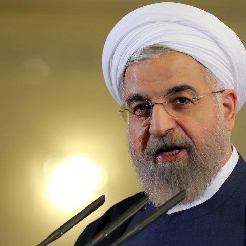 Iranian President Hassan Rouhani speaks during a press conference in Tehran on April 3, 2015. (Photo by Atta Kenare/AFP/Getty)