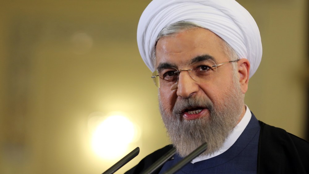 Iranian President Hassan Rouhani speaks during a press conference in Tehran on April 3, 2015. (Photo by Atta Kenare/AFP/Getty)