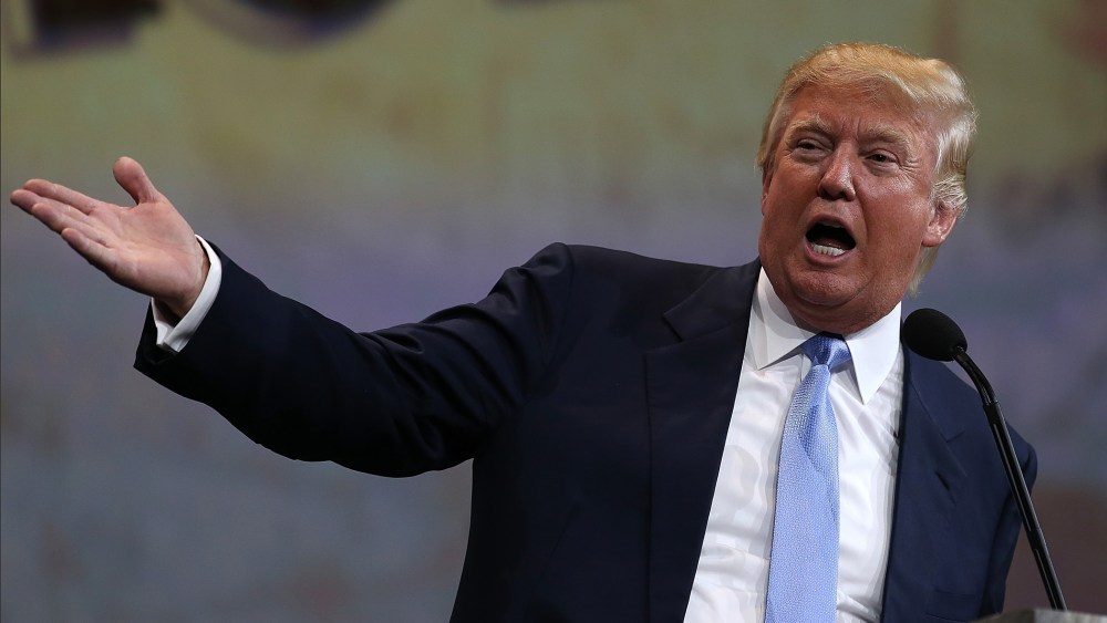 Donald Trump speaks during the NRA-ILA Leadership Forum at the 2015 NRA Annual Meeting & Exhibits in Nashville, Tenn. on Apr. 10, 2015 (Photo by Justin Sullivan/Getty).
