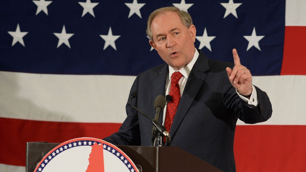Former Virginia Gov. Jim Gilmore speaks at the First in the Nation Republican Leadership Summit (Photo by Darren McCollester/Getty).