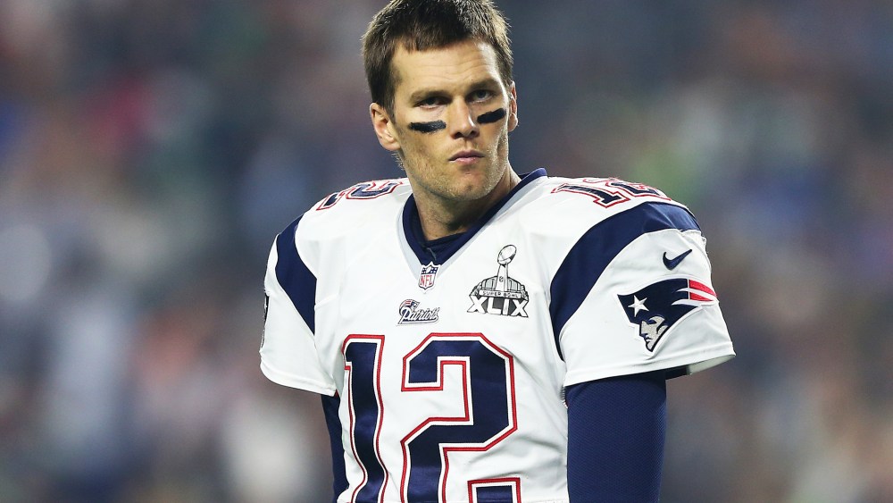 Tom Brady #12 of the New England Patriots reacts against the Seattle Seahawks during Super Bowl XLIX at University of Phoenix Stadium on Feb. 1, 2015 in Glendale, Ariz. (Photo by Elsa/Getty)