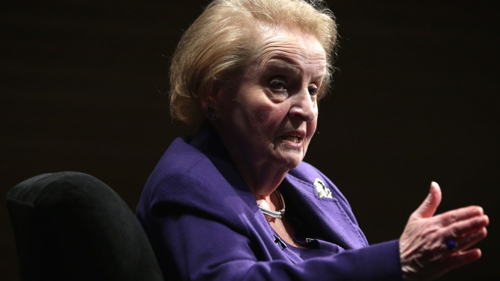 Former U.S. Secretary of State Madeleine Albright speaks during a discussion on Feb. 19, 2014 in Washington, D.C. (Photo by Alex Wong/Getty)