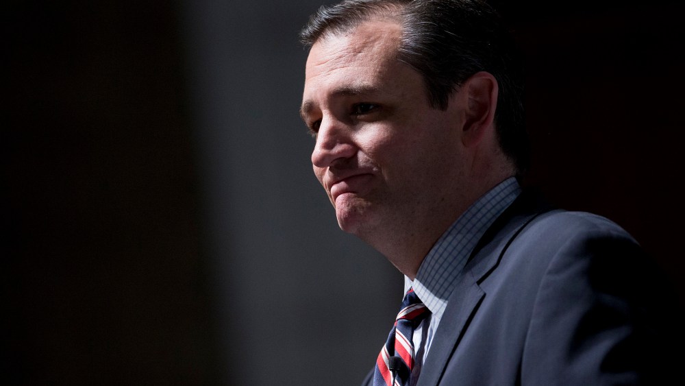 Senator Ted Cruz pauses while speaking during the South Carolina Freedom Summit in Greenville, S.C. on May 9, 2015. (Photo by Andrew Harrer/Bloomberg/Getty)