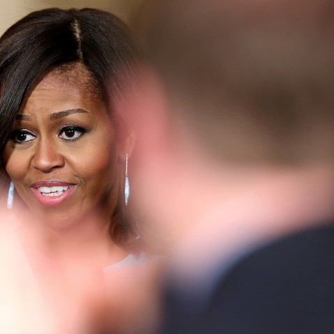 U.S. first lady Michelle Obama attends an event in the East Room of the White House on May 18, 2015 in Washington, DC. (Photo by Win McNamee/Getty)