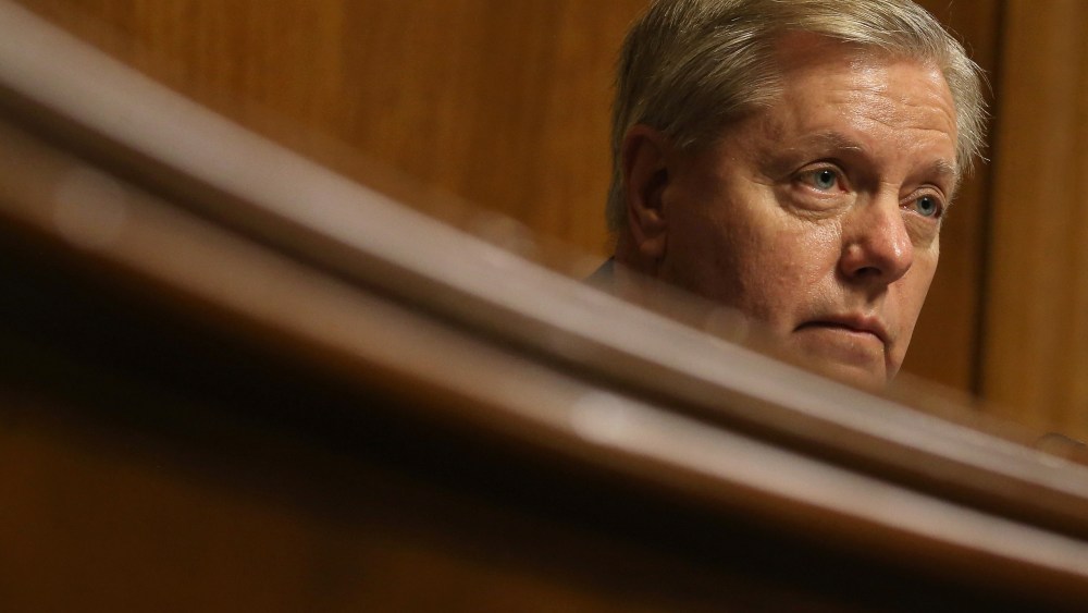Chairman Lindsey Graham (R-SC) participates in a Senate Judiciary Subcommittee hearing on the use of body cameras by law enforcement May 19, 2015 in Washington, DC. (Photo by Mark Wilson/Getty)