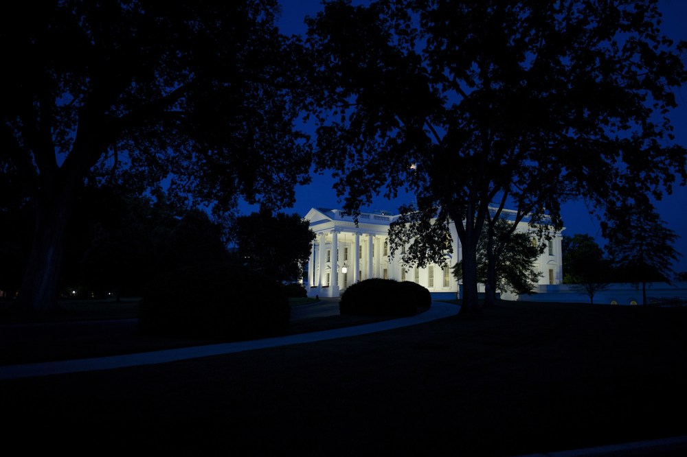 A dusk view of the White House in Washington, D.C. on May 30, 2015. (Photo by Brendan Smialowski/AFP/Getty)