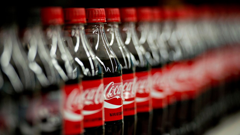 Coca-Cola products sit on display in a supermarket in Princeton, Ill. on Feb. 27, 2014. (Photo by Daniel Acker/Bloomberg/Getty)
