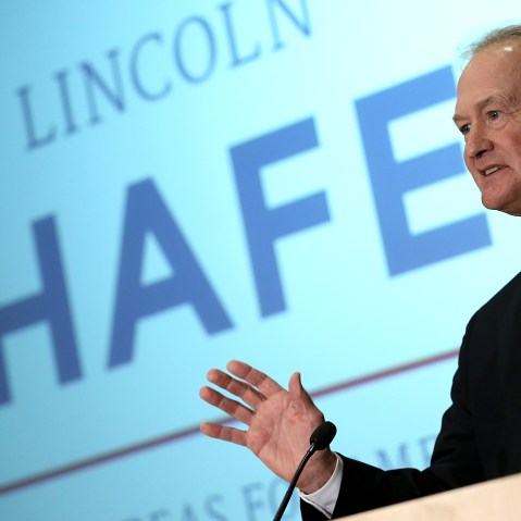 Democratic presidential candidate and former Sen. Lincoln Chafee (D-RI) announces his candidacy for the U.S. presidency at George Mason University June 3, 2015 in Arlington, Va. (Photo by Win McNamee/Getty)