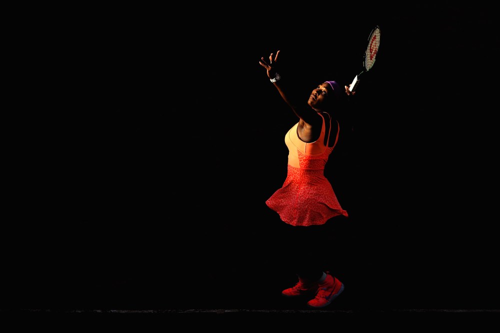 Serena Williams aserves during her Women's Semi final match on day twelve of the 2015 French Open at Roland Garros on June 4, 2015 in Paris, France. (Photo by Clive Brunskill/Getty)