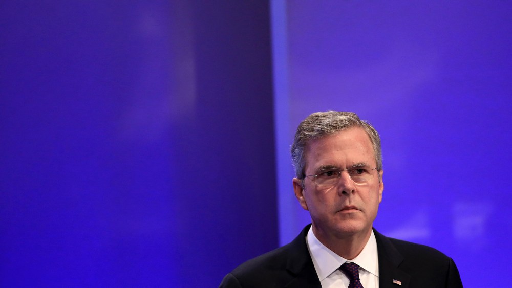 Jeb Bush, former governor of Florida, listens during the Wirtschaftsrat conference in Berlin, Germany, on June 9, 2015. (Photo by Krisztian Bocsi/Bloomberg/Getty)