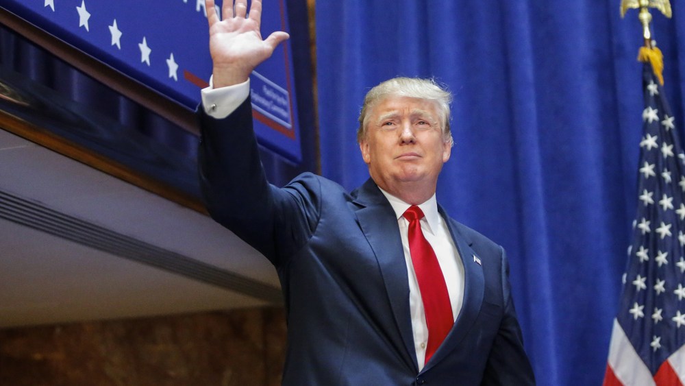 Real estate mogul Donald Trump arrives to announce his bid for the presidency in the 2016 presidential race on June 16, 2015. (Photo by Kena Betancur/AFP/Getty)
