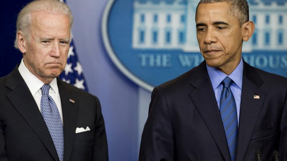 President Barack Obama speaks alongside Vice President Joe Biden about the shooting deaths of nine people at a historic black church in Charleston, S.C., at the White House, June 18, 2015. (Photo by Saul Loeb/AFP/Getty)