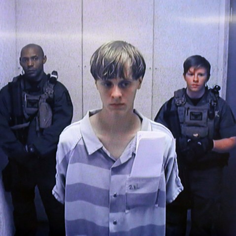 Dylann Roof appears at Centralized Bond Hearing Court June 19, 2015 in North Charleston, S.C. (Photo by Grace Beahm/Pool/Getty)