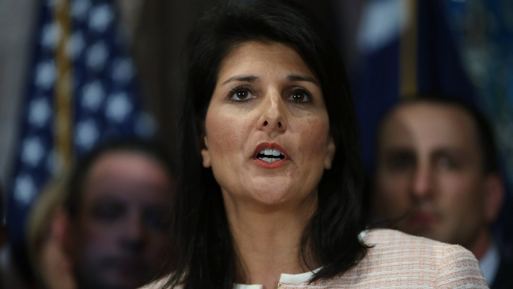 South Carolina Gov. Nikki Haley speaks to the media on June 22, 2015 in Columbia, South Carolina. (Photo by Joe Raedle/Getty)
