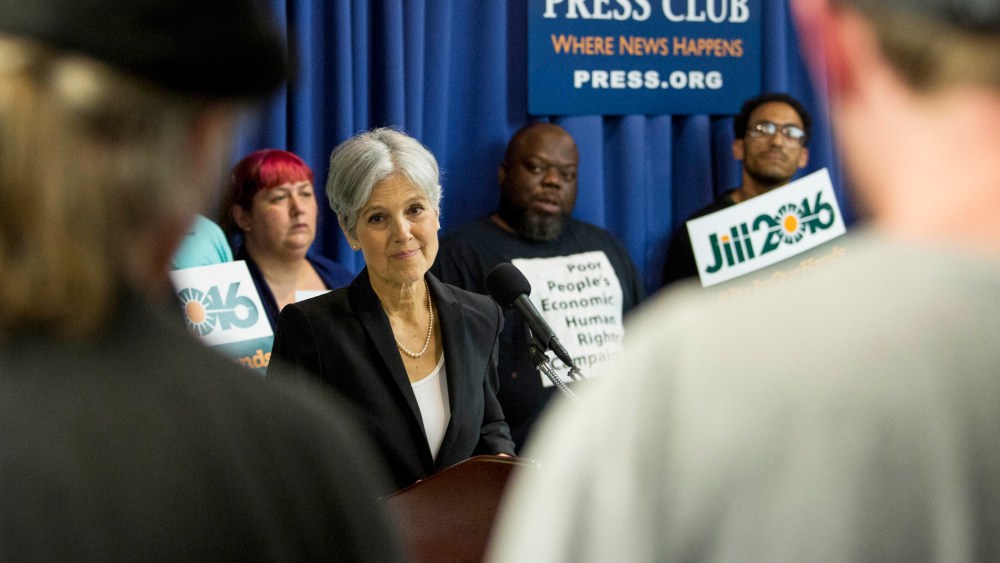 Jill Stein takes questions after announcing that she will seek the Green Party's presidential nomination, at the National Press Club on June 23, 2015 in Washington, DC. (Photo by Drew Angerer/Getty)