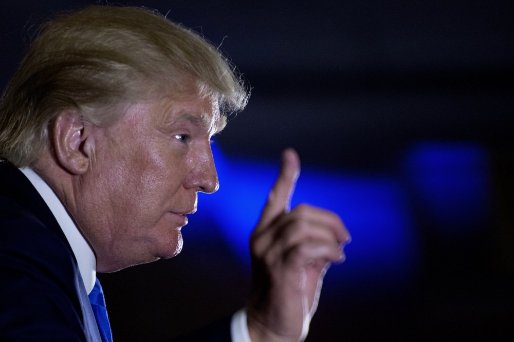 US presidential hopeful Donald Trump delivers remarks at the Maryland Republican Party's 25th Annual Red, White & Blue Dinner on June 23, 2015 at the BWI Airport Marriott in Linthicum, Md. (Photo by Paul J. Richards/AFP/Getty)