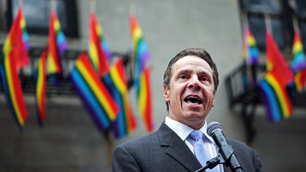 New York Governor Andrew Cuomo speaks before the Pride Parade on June 28, 2015 in New York City. (Photo by Yana Paskova/Getty)