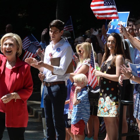 Democratic Presidential Candidate Hillary Clinton Campaigns In Hew Hampshire