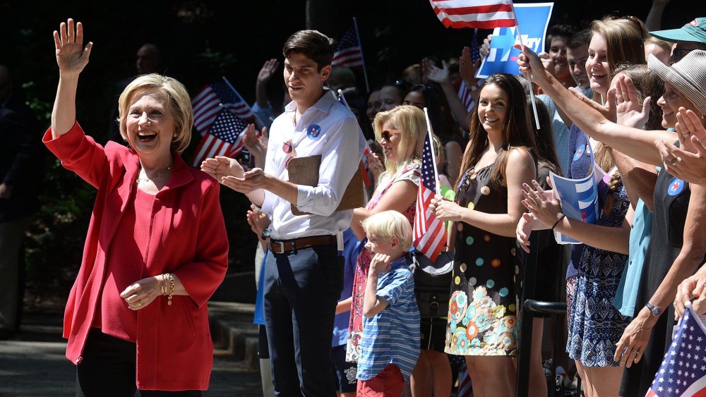 Democratic Presidential Candidate Hillary Clinton Campaigns In Hew Hampshire