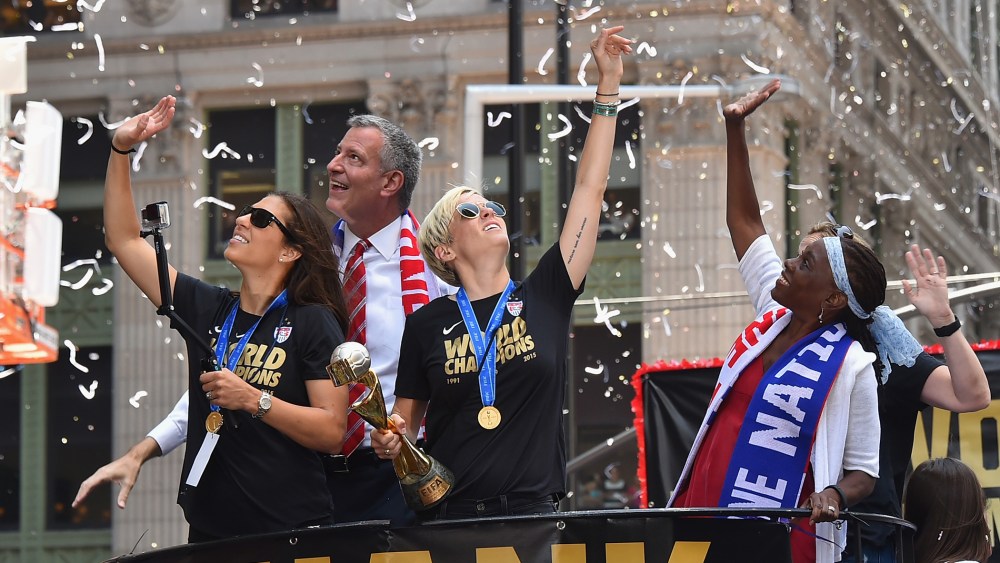 New York City Holds Ticker Tape Parade For World Cup Champions U.S. Women's Soccer National Team (Photo by Theo Wargo/Getty).