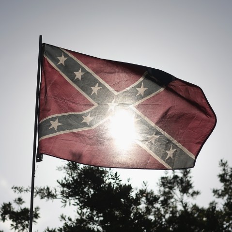 A Confederate flag is seen during a rally to show support for the American and Confederate flags on July 11, 2015. (Photo by Joe Raedle/Getty)