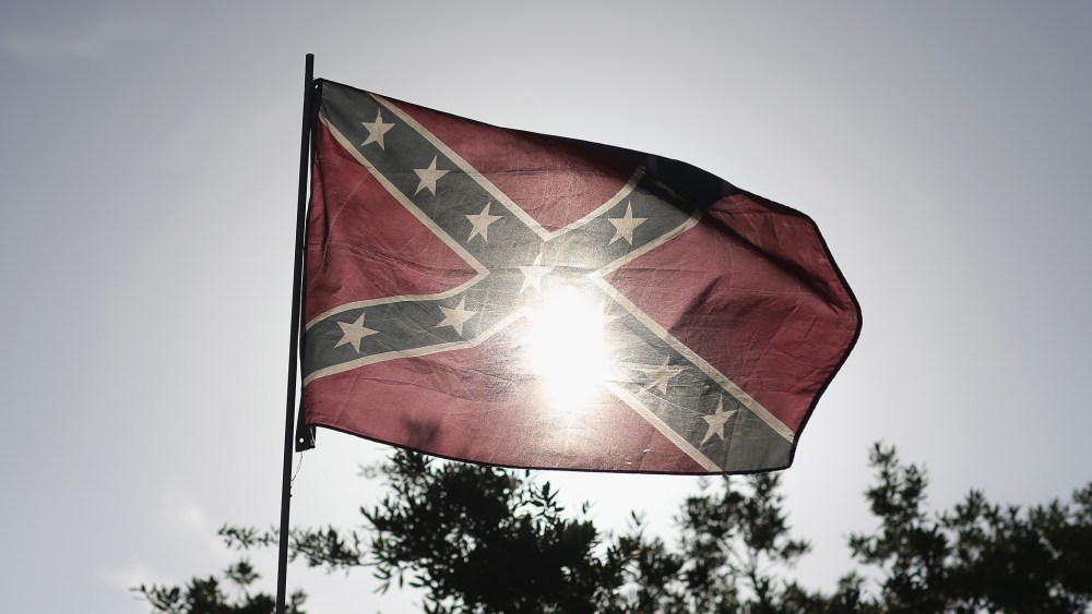 A Confederate flag is seen during a rally to show support for the American and Confederate flags on July 11, 2015. (Photo by Joe Raedle/Getty)