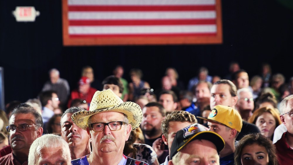 Supporters of Wisconsin Governor Scott Walker wait at the Waukesha County Expo Center before he announced his bid for the Republican nomination for president on July 13, 2015 in Waukesha, Wis. (Photo by Scott Olson/Getty)