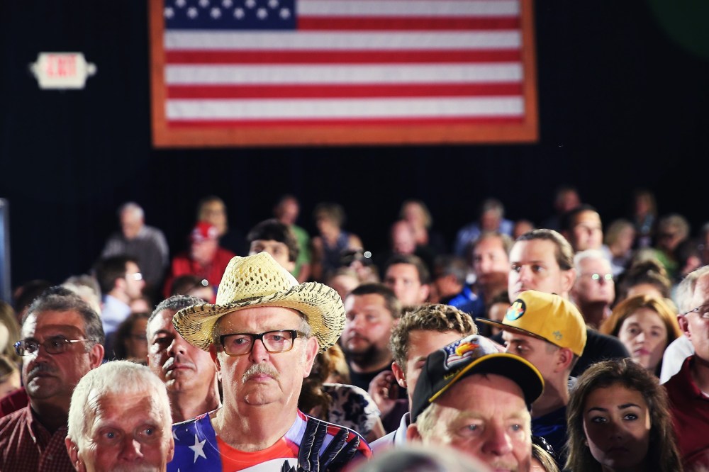 Supporters of Wisconsin Governor Scott Walker wait at the Waukesha County Expo Center before he announced his bid for the Republican nomination for president on July 13, 2015 in Waukesha, Wis. (Photo by Scott Olson/Getty)