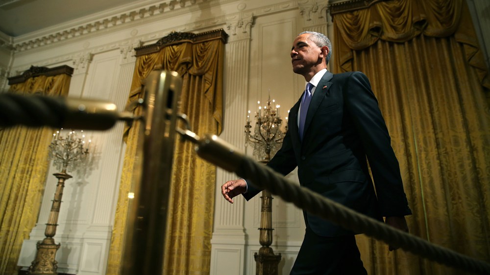 President Barack Obama arrives to speak during a news conference  at the White House on July 15, 2015 in Washington, DC. (Photo by Chip Somodevilla/Getty)