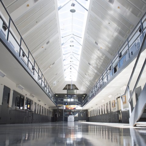 A prison cell block is seen following a tour by President Barack Obama at the El Reno Federal Correctional Institution in El Reno, Okla., July 16, 2015.