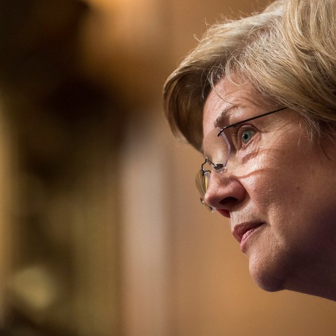 Senator Elizabeth Warren listens to Janet Yellen, chair of the U.S. Federal Reserve, during her semiannual report on the economy to the Senate Banking Committee in Washington, D.C., July 16, 2015. (Photo by Drew Angerer/Bloomberg/Getty)