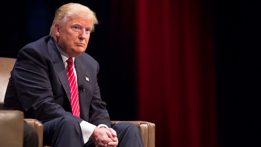 Donald Trump, president and chief executive of Trump Organization Inc. and 2016 U.S. presidential candidate, pauses while speaking in Ames, Iowa, U.S., on July 18, 2015. (Photo by Daniel Acker/Bloomberg/Getty)