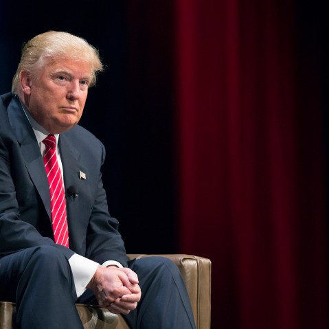 Donald Trump, president and chief executive of Trump Organization Inc. and 2016 U.S. presidential candidate, pauses while speaking during The Family Leadership Summit in Ames, Iowa on July 18, 2015. (Photo by Daniel Acker/Bloomberg/Getty)
