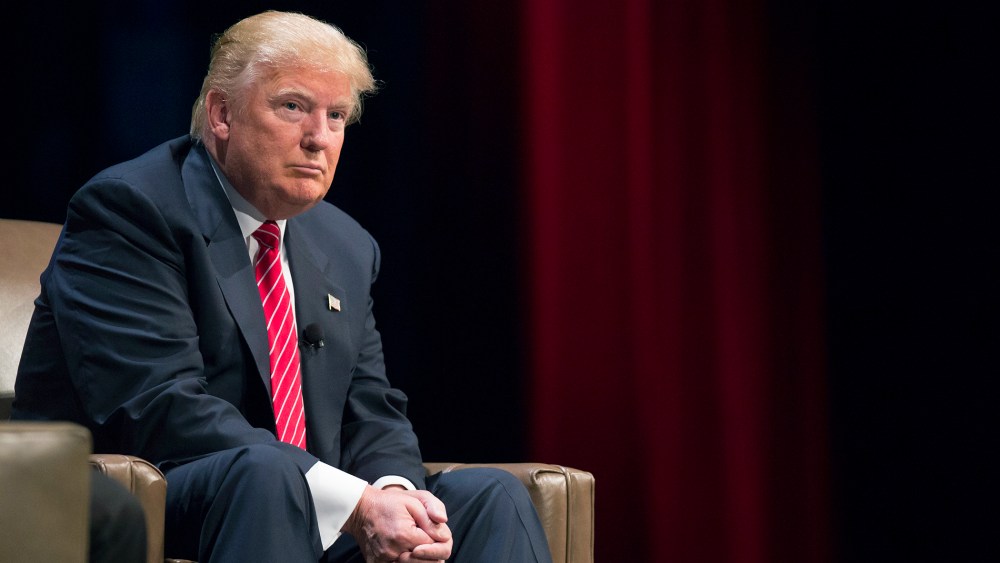 Donald Trump, president and chief executive of Trump Organization Inc. and 2016 U.S. presidential candidate, pauses while speaking during The Family Leadership Summit in Ames, Iowa on July 18, 2015. (Photo by Daniel Acker/Bloomberg/Getty)