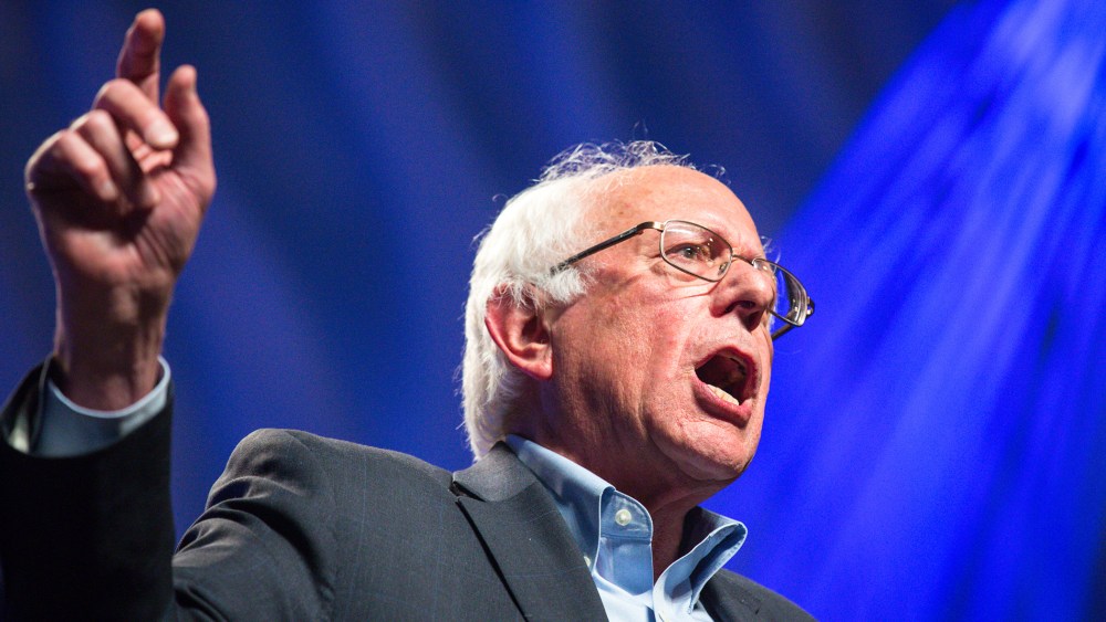 Sen. Bernie Sanders addresses hecklers and supporters at the Netroots Nation 2015 Presidential Town Hall in the Phoenix Convention Center on July 18, 2015 in Phoenix, Ariz. (Photo by Charlie Leight/Getty)
