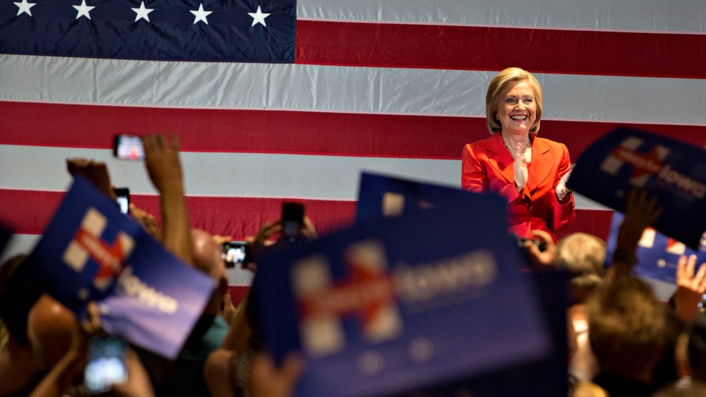 Democratic Presidential Candidate Hillary Clinton Campaigns in Iowa (Photo by Daniel Acker/Bloomberg/Getty).