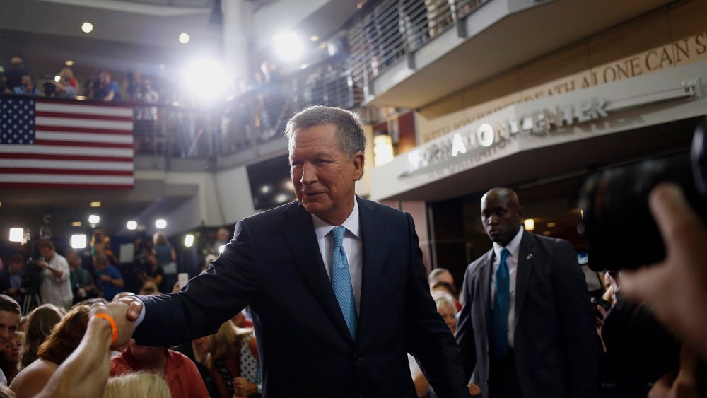 Ohio Governor John Kasich  Announces Presidential Run on July 21, 2015. (Photo by Luke Sharrett/Bloomberg/Getty ).