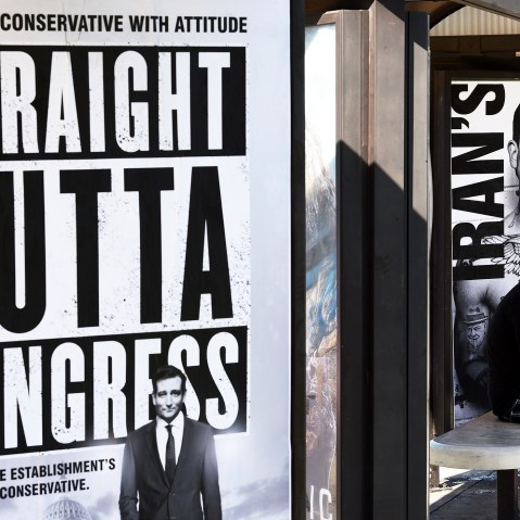 Posters supporting politician Ted Cruz are displayed in Los Angeles, California on July 26, 2015. (Photo by Mark Ralston/AFP/Getty)