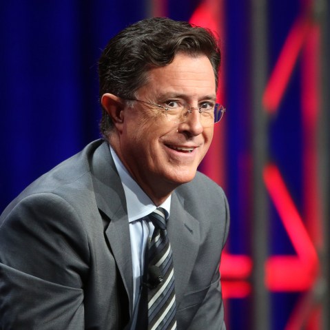 Stephen Colbert speaks onstage. (Photo by Frederick M. Brown/Getty)