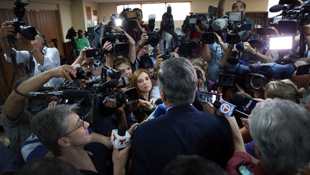 Republican presidential candidate and former Florida Governor Jeb Bush speaks to the media after holding a town hall style meeting on September 1, 2015 in Miami, Fla. (Photo by Joe Raedle/Getty)