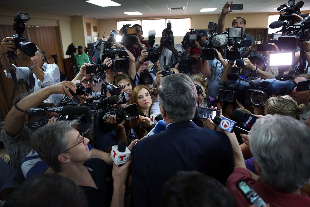 Republican presidential candidate and former Florida Governor Jeb Bush speaks to the media after holding a town hall style meeting on September 1, 2015 in Miami, Fla. (Photo by Joe Raedle/Getty)