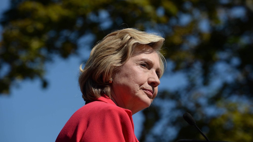 Democratic Presidential candidate Hillary Clinton speaks after receiving an endorsement from U.S. Senator Jeanne Shaheen (D-NH) September 5, 2015 in Portsmouth, N.H. (Photo by Darren McCollester/Getty)