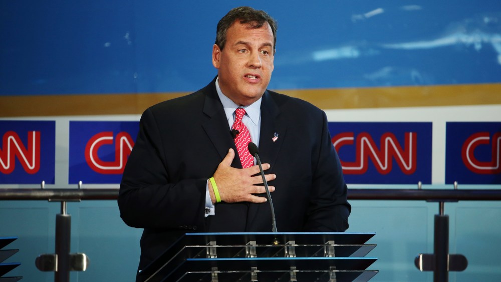Republican presidential candidate, New Jersey Gov. Chris Christie takes part in the presidential debates at the Reagan Library on Sept. 16, 2015 in Simi Valley, Calif. (Photo by Justin Sullivan/Getty)