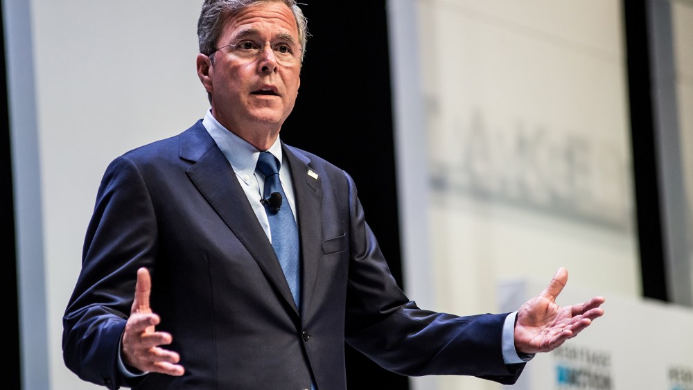Former Florida Governor and republican presidential candidate Jeb Bush speaks to voters at the Heritage Action Presidential Candidate Forum Sept. 18, 2015 in Greenville, SC. (Photo by Sean Rayford/Getty)