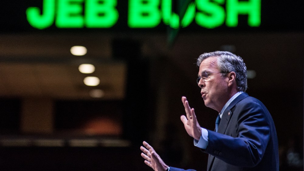 Republican presidential candidate Jeb Bush speaks to voters at the Heritage Action Presidential Candidate Forum, Sept. 18, 2015 in Greenville, S.C. (Photo by Sean Rayford/Getty)