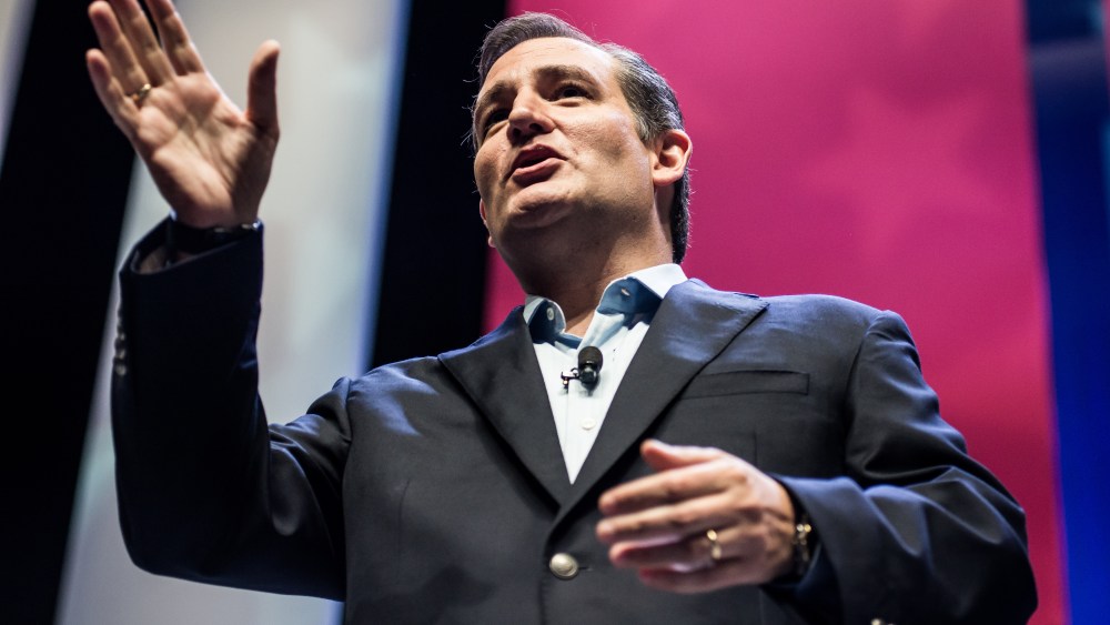 Republican presidential hopeful Sen. Ted Cruz speaks to the crowd at the Heritage Action Presidential Candidate Forum on Sept. 18, 2015 in Greenville, S.C. (Photo by Sean Rayford/Getty)